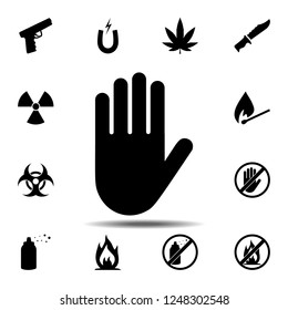 hand, arm, fist, mitt, paw, claw icon. Simple outline vector element of ban, prohibition, forbiddance set icons for UI and UX, website or mobile application