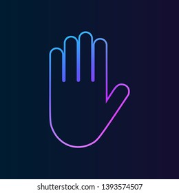 hand, arm, fist, mitt, paw, claw icon. Simple thin line, outline vector of ban, prohibition, forbid icons for UI and UX, website or mobile application on dark gradient background