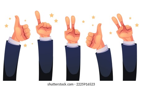Hand arm like positive feedback review abstract concept. Vector graphic design illustration element