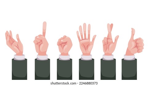 Hand arm pose gesture fingers pinch point concept set collection. Design graphic element vector illustration