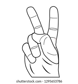 Hand arm with up two fingers black and white