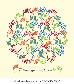 Hand arms palms lines round card poster with sign