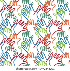 Hand arms palms lines semaless pattern