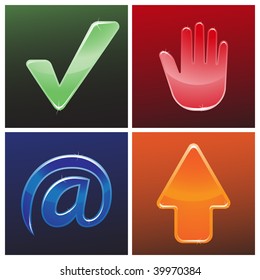 Hand, arrow, check, email. High-quality vector icon