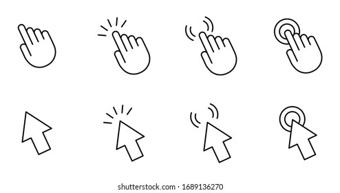 Clicking Cursor Hand Click Outline Icon Stock Vector (Royalty Free ...