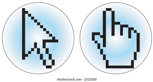 a hand and arrow cursor