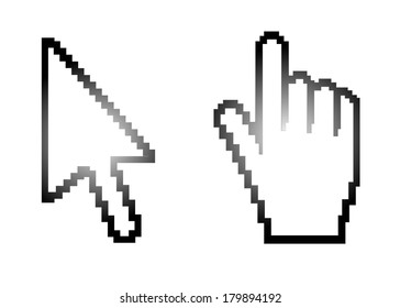 Hand and arrow cursor. Vector