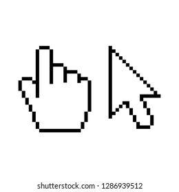 Hand and arrow cursor vector icon on white background. Flat web design elements for website, app or infographics materials.