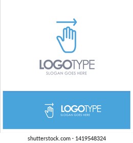Hand, Arrow, Gestures, right Blue Outline Logo Place for Tagline