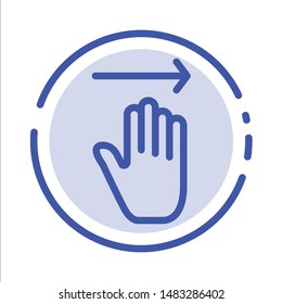 Hand, Arrow, Gestures, right Blue Dotted Line Line Icon