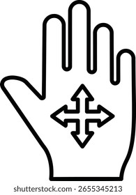 Una Imagen simple y efectiva de la silueta de una mano, destacando un ícono de flecha en el centro, que significa dirección y elección