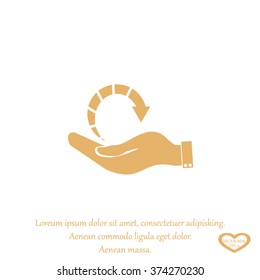 hand and arrow indicate