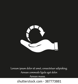 hand and arrow indicate