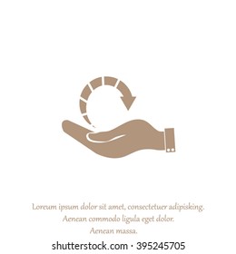 hand and arrow indicate