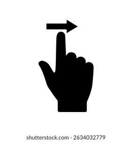 Hand and Arrow Pointer silhouette icon vector flat design on white background