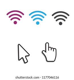 Hand arrow web cursor vector and Free wi-fi icons and wifi applications