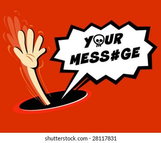 hand asking for help from someone who has fall in black hole. Can  be used for a lot of concepts.