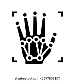 hand augmented reality glyph icon vector. hand augmented reality sign. isolated symbol illustration