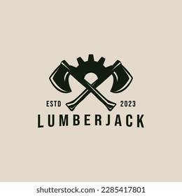 hand ax lumberjack vintage logo, icon and symbol, vector illustration design