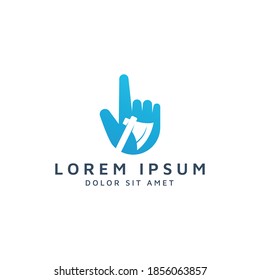 hand and ax negative space logo design