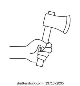 hand with ax tool isolated icon