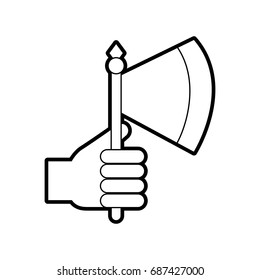 hand with ax weapon warrior game