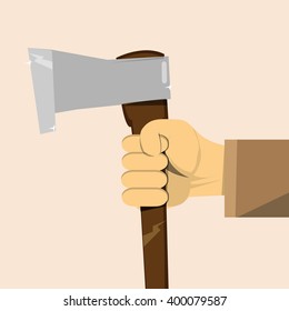Hand with axe. Concept woodcutter profession vector image