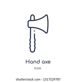 hand axe icon from tools and utensils outline collection. Thin line hand axe icon isolated on white background.