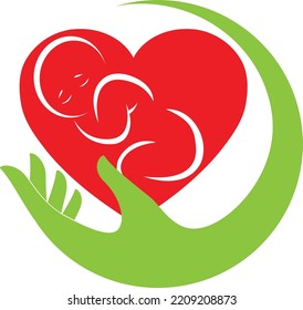 Hand And Baby, Toddler And Midwife Logo
