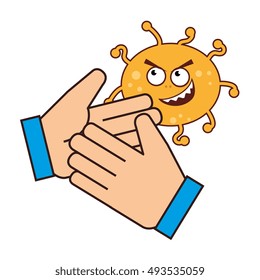 hand with bacteria germs