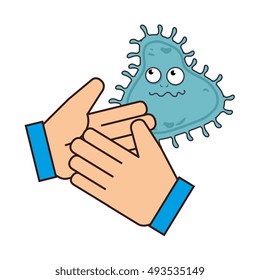 hand with bacteria germs