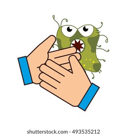 hand with bacteria germs