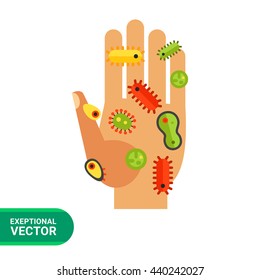 Hand with Bacteria Icon