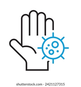 Hand-Bakterien-Symbol. Line-Vektorsymbol auf weißem Hintergrund. Hochwertiges Design-Element. Bearbeitbarer linearer Strich. Vektorsymbol