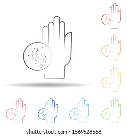 Hand, bacteria in multi color style icon. Simple thin line, outline vector of biology icons for ui and ux, website or mobile application