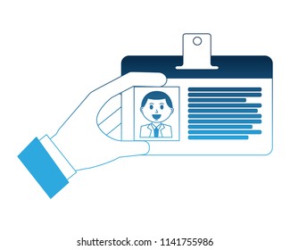 hand with badge ID document isolated icon