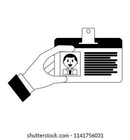 hand with badge ID document isolated icon