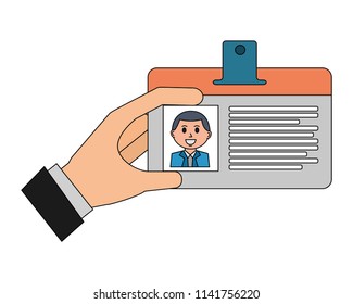 hand with badge ID document isolated icon