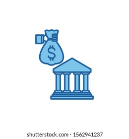 hand with bag banking money line and fill