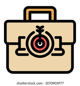 Hand bag broker icon. Outline hand bag broker vector icon color flat isolated