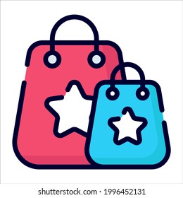 hand bag color line icon, vector design usa independence day icon.