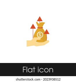Hand and a bag of dollars Flat icon Design Isolated White Background, Eps 10