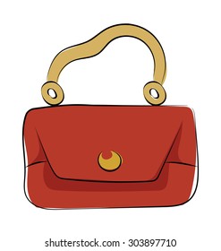 
Hand Bag Hand Drawn Colored Vector Icon
