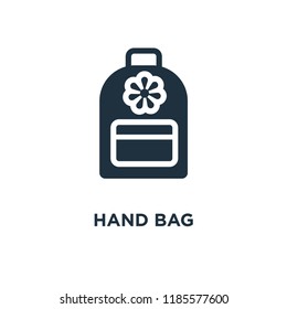 Hand bag icon. Black filled vector illustration. Hand bag symbol on white background. Can be used in web and mobile.
