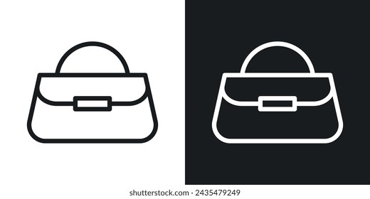 Icono de la bolsa de mano diseñado en un estilo de línea sobre fondo blanco.
