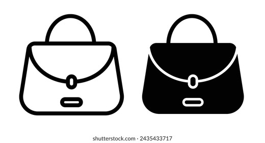 Hand bag icon set. black and white Handbag vector symbol on white background