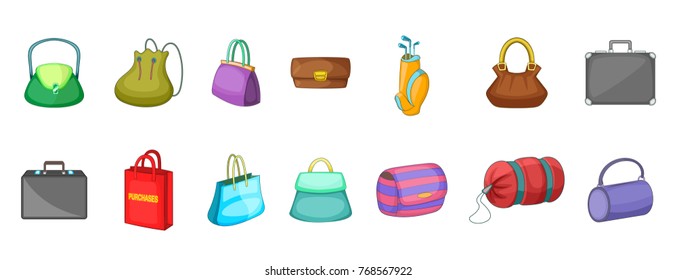 Hand bag icon set. Cartoon set of hand bag vector icons for your web design isolated on white background