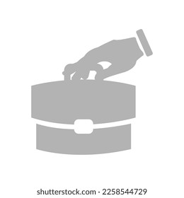 hand and bag icon, work concept, vector illustration