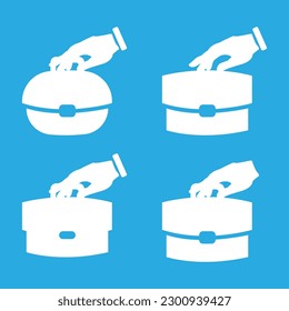 icono de mano y bolsa, concepto de trabajo, ilustración vectorial