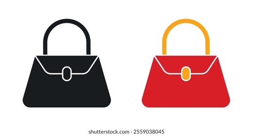 Hand bag icons in black and colored version